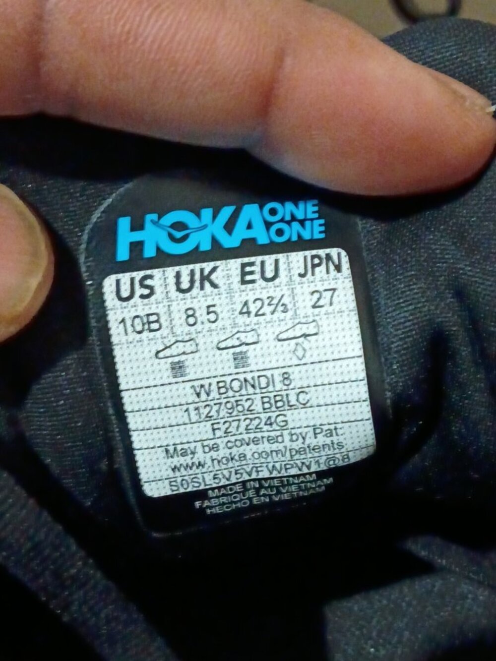 Hoka One One Bondi 8 Womens size 10B Black White Running Shoes 1127952 BBLC - Picture 2 of 13